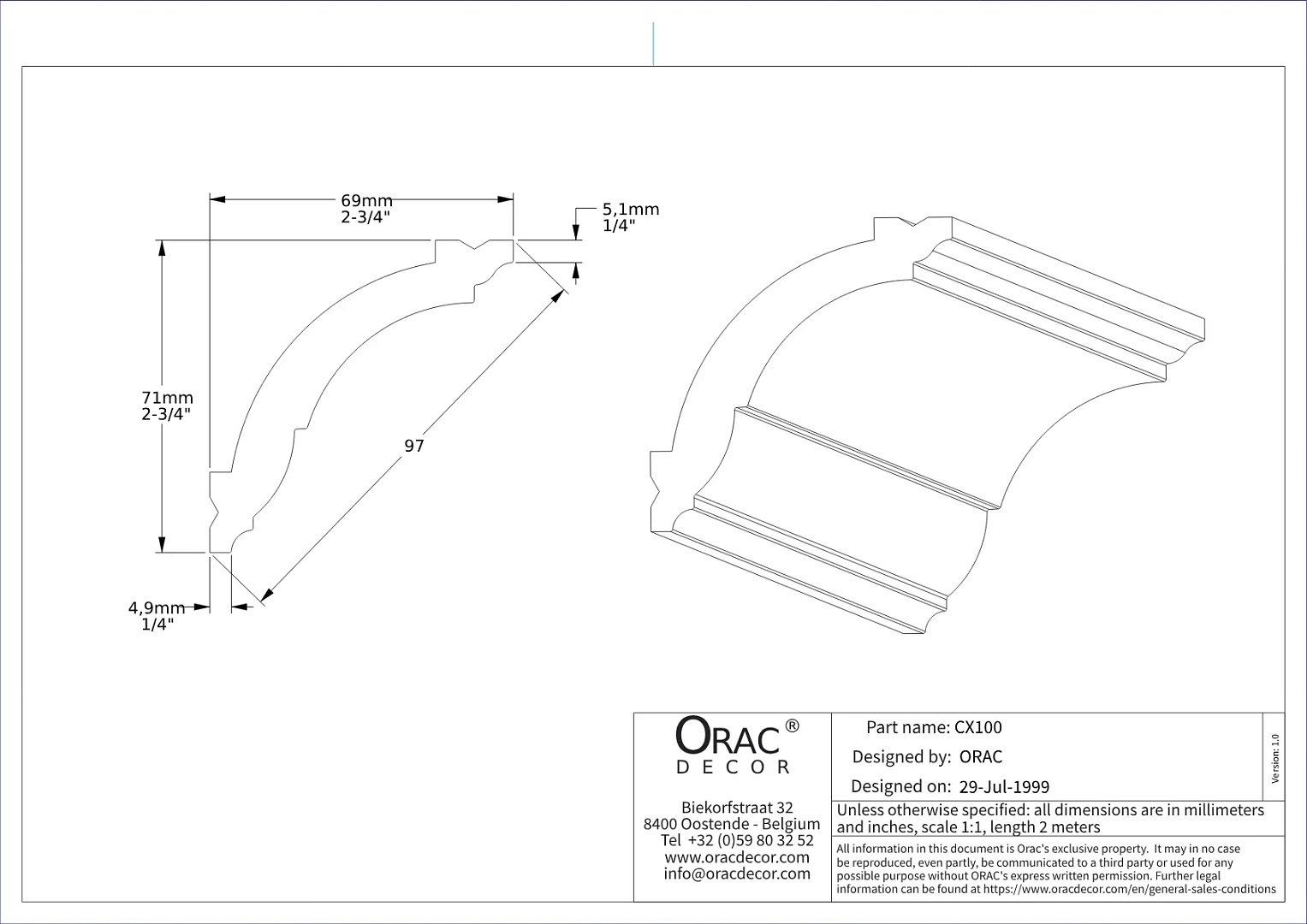 Карнизы Карниз Orac CX100 70,62х68,83х2000 фото 9
