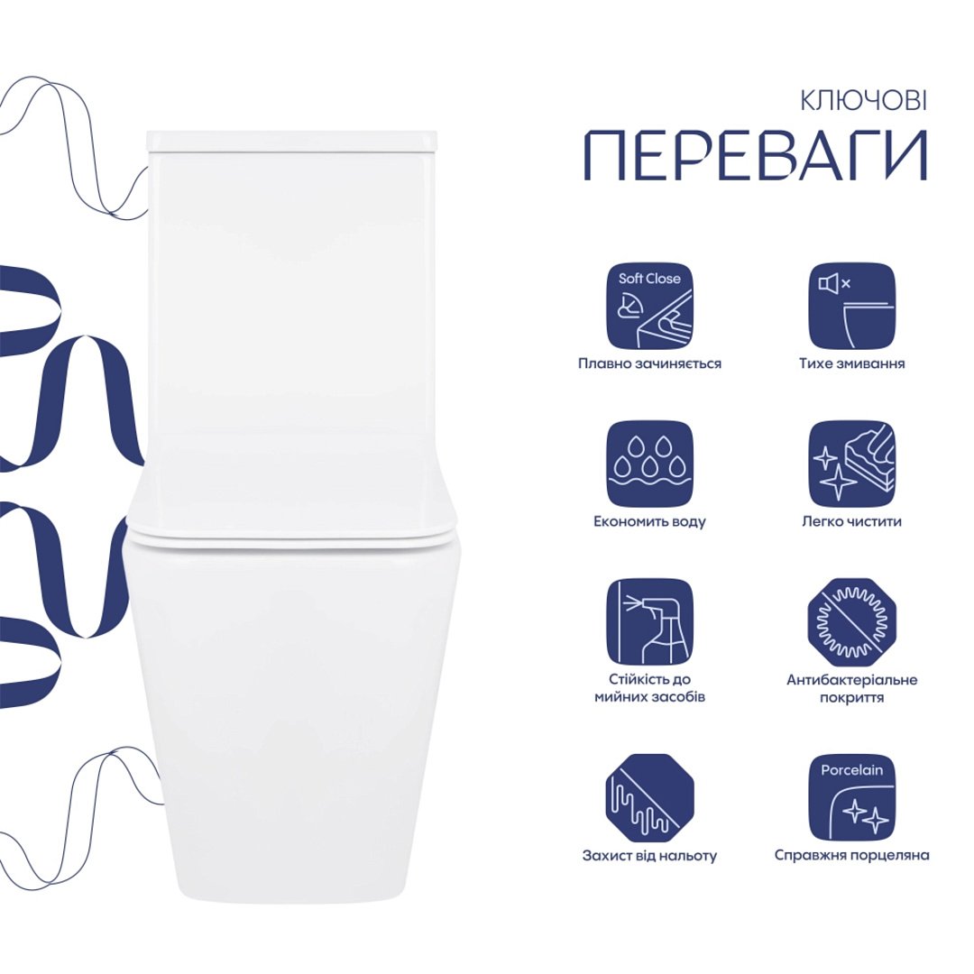Унитазы Унитаз-компакт Qtap Crow Eco Безободковый с Сиденьем Soft-Close QTCRO27W48750 фото 37