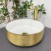 Купить Умывальник (Раковина) VBI Prato Brush Gold White Накладной VBI-011408