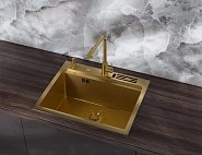 Купить Мойка Nett NG-5747 570Х470Х230 Золотая из Нержавеющей Стали 1.5 мм Многофункциональная