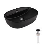 Купить Раковина Накладная Овальная Qtap Scorpio 500x380x120 мм Matt Black + Донный Клапан Pu03 QT142202MBMBN47312