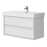 Купити Тумба Devit Quadra 083100Wb 100 Біла Матова з Умивальником Та Сифоном 982х450х600